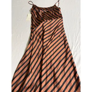 A New Day Women S Brown Striped Satin Slip Midi Dress Adjustable Straps NWT thumbnail 10