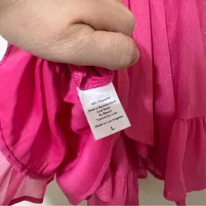Lucy in the Sky Ruffle Chiffon Sparkle Tie Back Babydoll Mini Dress thumbnail 6