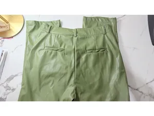 Edgy Size L NWOT Sage Green Faux Leather pants thumbnail 3