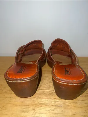 Born Women's Cognac Brown Woven Leather Slide Platform Wedge Sandals Size 7 thumbnail 3