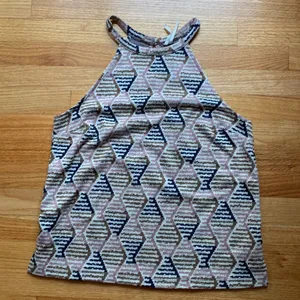 Anthropologie Lindsay Structured Halter‎ Top Size L Multicolor Geometric Trendy thumbnail 9