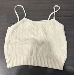 Brandy Melville Cable Knit Cream Tank Top thumbnail 1