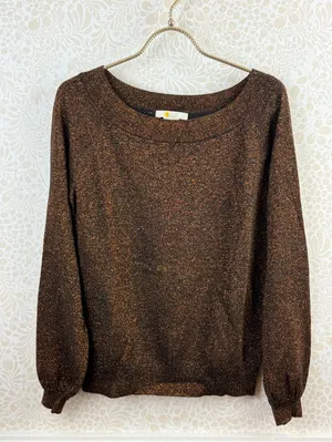 BODEN Mabel Boat Copper Sparkle Wool Relaxed Fit Lightweight Sweater - Size - 4 thumbnail 7
