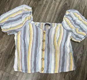 Abercrombie & Fitch striped linen Blouse thumbnail 1