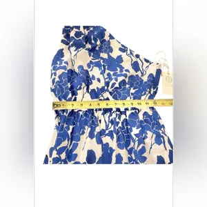 Hyacinth House Sybil Maxi Dress XXS Blue Floral One Shoulder Cotton Lined NWT thumbnail 4