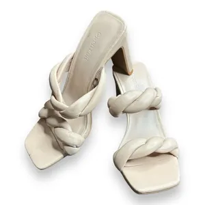 Open Edit Sandals Womens Size 6.5 CreamBraided‎ Double Strap Slip On Heels thumbnail 5