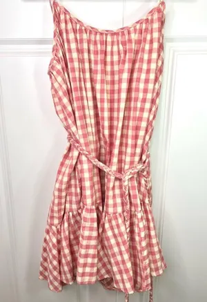 The Impeccable Pig Spin Around Pink Gingham Babydoll Peasant Dress thumbnail 11