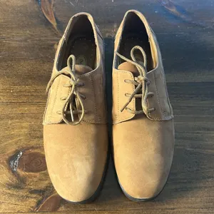 Dr. Scholls Donna Oxford Shoes 7W Tan Lace Up Nubuck Comfort Preppy Academia thumbnail 3