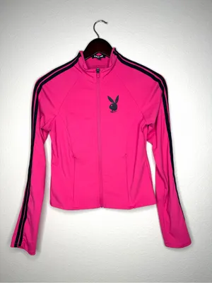 Vintage Playboy Women Pink Track Jacket Zip Up Y2K Streetwear XS thumbnail 2