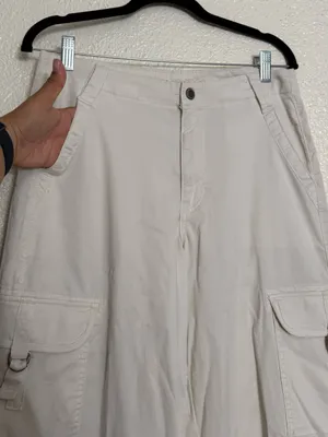 American Eagle Outfitters cream Wide-Leg stretch Cargo Pants size 4 thumbnail 4