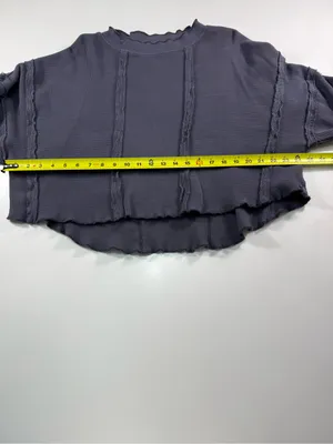 Free People Washed Deep Purple Cropped Long Sleeve Tee thumbnail 4
