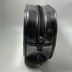 A Rare HTF Modern Vintage Tory Burch Silver Patent Leather cosmetic Makeup bag thumbnail 3