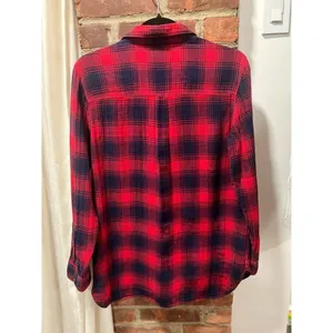 Madewell Red Plaid Ex-Boyfriend Flannel 90s Grunge Small thumbnail 7