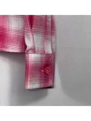 Dixxon The Valentine Women’s M Pink Plaid Cropped Flannel thumbnail 4