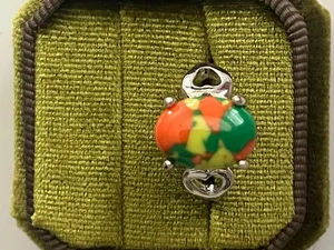 Titanium Steel Silver Gorgeous Multi Color Gemstone Statement Ring Size 7 NWT thumbnail 1