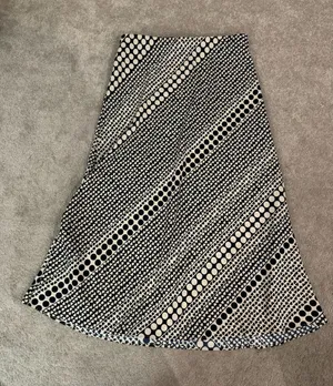 LOFT Black and White Polka Dot A-Line Skirt thumbnail 1