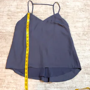 Lush Women’s Medium Blue Slate Chiffon Lace Spaghetti Strap Top Chic Going out thumbnail 3