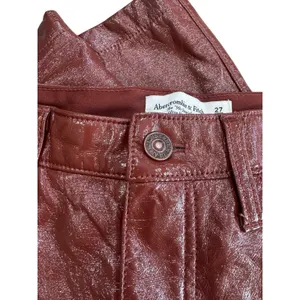 Abercrombie 90s Straight Vegan Leather Pants Womens 4 Red Brown Ultra High Rise thumbnail 9