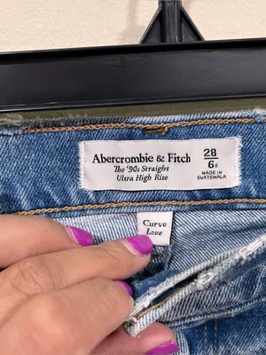Abercrombie & Fitch 90s straight ultra high rise classic Blue denim SZ 6 Regular thumbnail 7