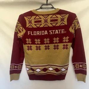 Foco FSU Seminoles Ugly Christmas Womens Sweater XL Retro VNeck Tailgate Holiday thumbnail 5