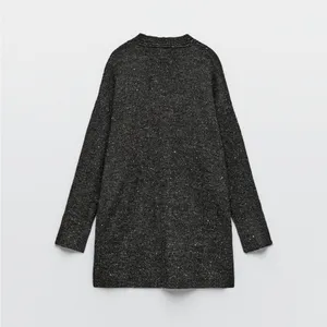 Nwot Zara Wool / Alpaca Blend Rib Trim Knit Long Cardigan Gray Small thumbnail 9