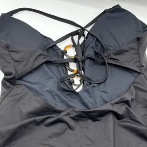 Aqua Lounge Black One Piece Swimsuit Sz L thumbnail 6