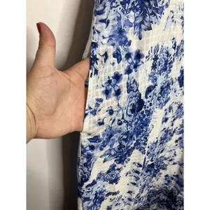 J. Jill Maxi Dress Womens M Blue Floral Cotton Sleeveless Pockets Excellent thumbnail 2