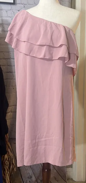 Womens Fashion Ruffle Bodice One Shoulder Dress, Dusty Rose Size XL New thumbnail 1