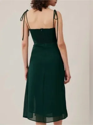 Rihoas wedding party evening dress Dark Green Tie-Shoulder chiffon S NWOT thumbnail 2