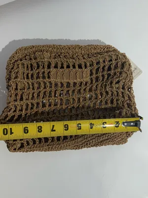 NWT Free People Sand Round Clutch in Tan Crochet Woven Clutch thumbnail 6