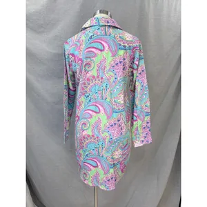 Lauren Ralph Lauren Paisley Shirt Dress 100%‎ Cotton XS/XP Turquoise Pink Tunic thumbnail 6