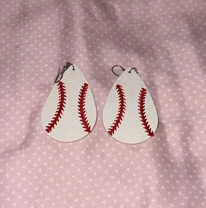 Baseball Earrings White thumbnail 1