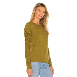 Free People Natasha Puff Sleeve Olive Green Top Size XS thumbnail 2