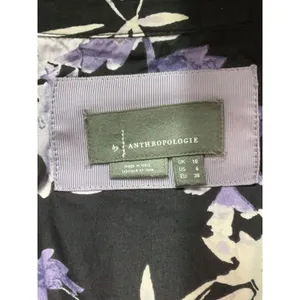 By Anthropologie Black Lavender Floral Corset Shirt Dress 6 Button Front Mini thumbnail 7