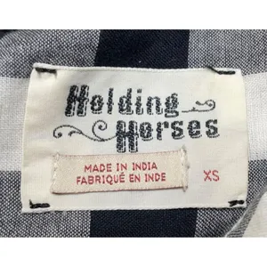 Anthropologie Holding Horses Nellie Blouse‎ XS Black White Gingham Top Boho Chic thumbnail 8