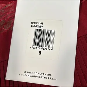 Fame and‎ Partners NWT Felicity Midi Dress Tiered Cocktail Burgundy Size 8 thumbnail 5