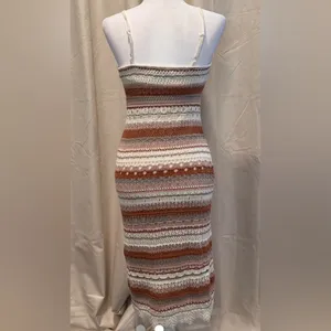 Boho Knit Midi Dress /Fall‎ Crochet Style Perfect for Thanksgiving Gatherings 🍂 thumbnail 8