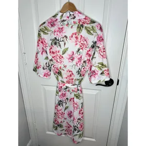 Show Me Your MuMu Garden Of Blooms White Pink Floral Bride Robe OS Girly Boho thumbnail 5