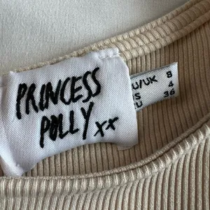Princess Polly Women's 4 Beige Ribbed Crop Top Open Back Short Sleeve thumbnail 2
