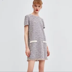 Zara Tweed Rainbow Frill Dress with Pearl‎ Detail thumbnail 7