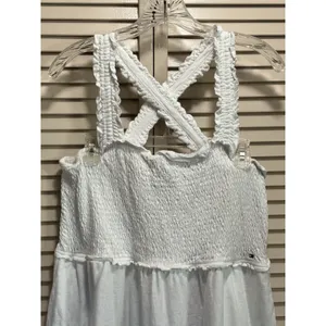 Tommy‎ Hilfiger White Smocked Ruffle Straps Maxi Dress Size XL Flowy Sundress thumbnail 2