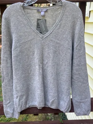 Charter Club 2-Ply 100% Cashmere Women's V Neck Minimalist Luxury Sweater|Size:L thumbnail 7