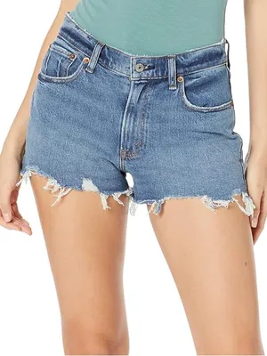 Abercrombie & Fitch The Mom Short Mid Rise Curve Love Distressed Denim Shorts 32 thumbnail 1