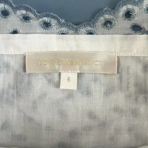LoveShackFancy Melina Broderie‎ Anglaise Blue Eyelet White Puff Sleeve Crop Top thumbnail 6