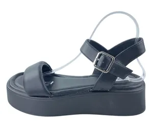 Steve Madden Dubai Womens Black Leather Ankle Strap Open Toe Platform Sandals 10 thumbnail 1