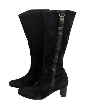 Manas Design Italy Black Suede Heeled Boots 7 thumbnail 1