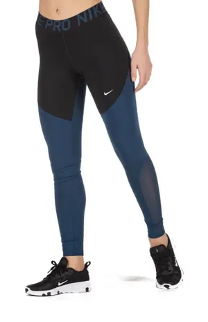 Nike Women’s Compression Leggings Blue/Black Dri-Fit Size L thumbnail 1