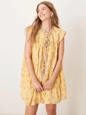 Free People Bohemian Prairie Sundown Mini Dress Tunic Top Sunshine Combo Large thumbnail 9