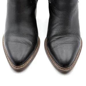 Crown Vintage Pimmy Chelsea Boots 7.5 Black Leather Pointed Toe Block‎ Heel thumbnail 12