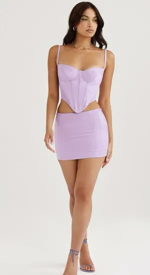 House of CB ELODIE ORCHID SATIN MINI SKIRT, Size Large, $135 thumbnail 10